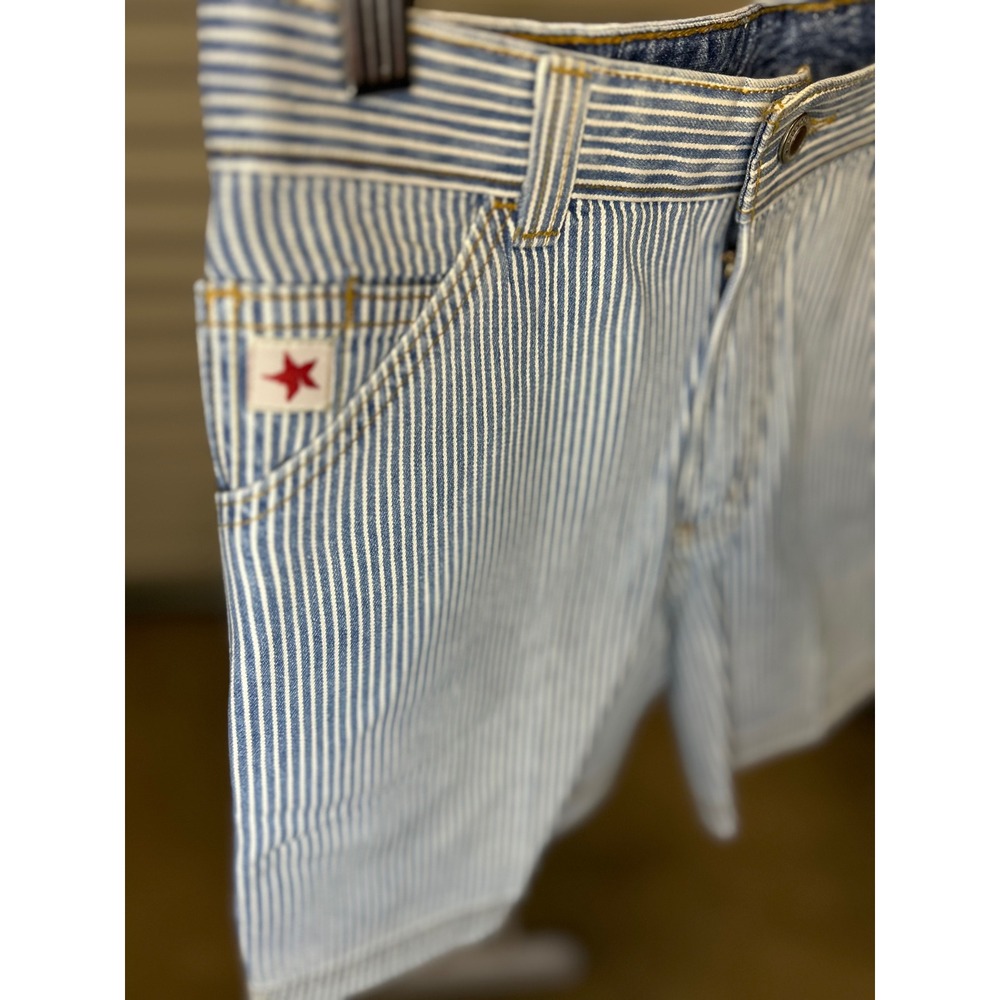 Rockies Shorts Women 27 Blue Hickory Stripe Relaxed Carpenter VTG 90s Western - Picture 6 of 8